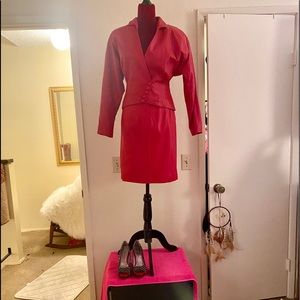 Leather jacket with matching skirt, worn twice.